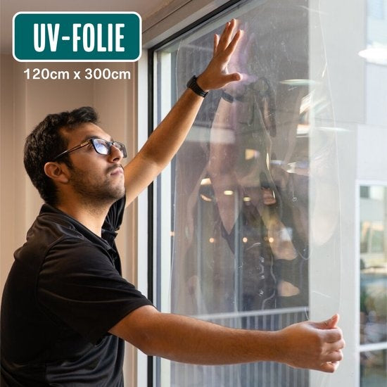 Homewell Fensterfolie HR++ 120x300cm - 99% UV-Schutz - Statisch selbstklebend - Isolierend - Transparent