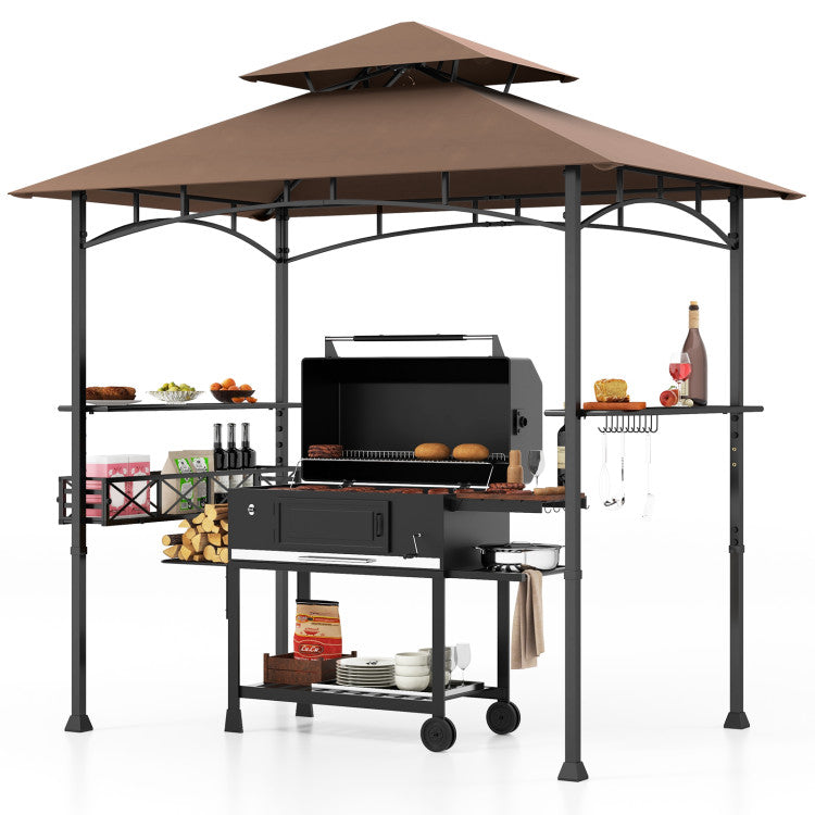 Coast 242 x 153 cm Brauner Grill-Gazebo mit 2 Beistelltischen und 10 Haken