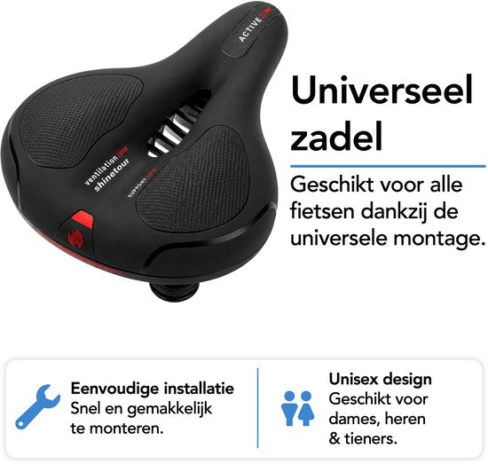Brixy Ergonomischer Fahrradsattel – inkl. Sattelüberzug – Gelpolster & Federung – reflektierend – atmungsaktiv – Unisex – schwarz