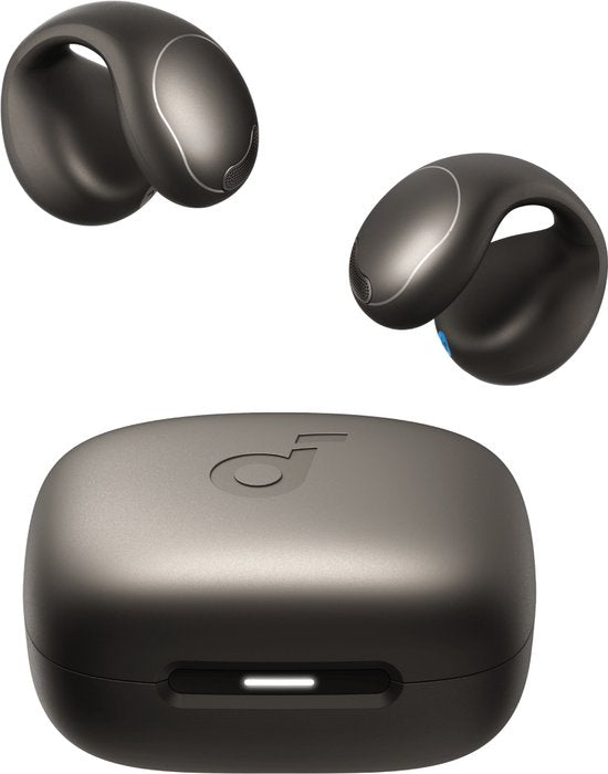 soundcore by Anker C40i Wireless Open-Ear Earbuds Black - Ohrhörer - Clip-on, flexibles Gelenkdesign, Tastensteuerung, leichter Komfort, stabiler Sitz mit anbringbaren Griffen, erweiterte Treiber für klaren Klang.