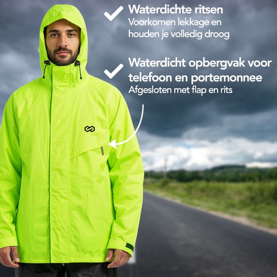 Infinity Goods Regenanzug Nikki – Damen & Herren – Größe XXXL – Wasserdicht & atmungsaktiv – Reflektierend – Neongelb