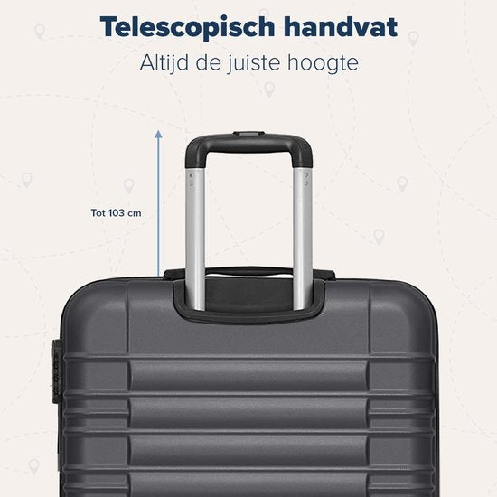 TRVLMORE - Kofferset - 3 Stück - 38L (Handgepäck) + 70L + 110L - Dunkelgrau