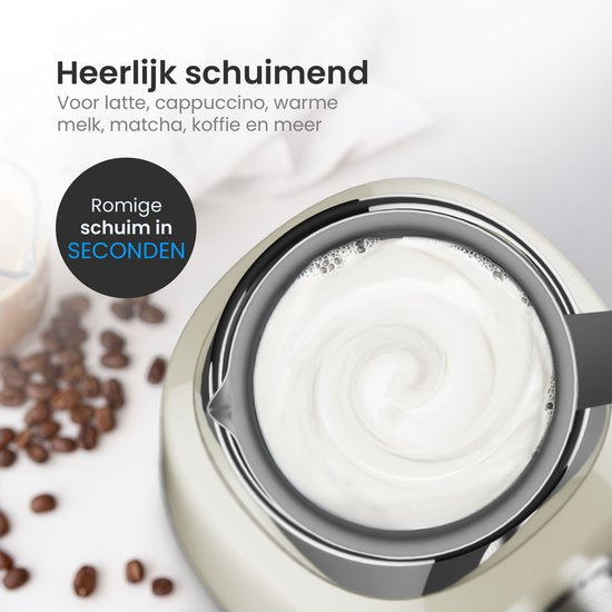 KitchenApp Retro Milchaufschäumer Edelstahlkännchen - PFAS-frei - spülmaschinenfest - Beige