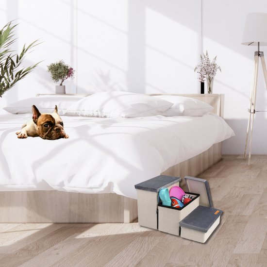 Hundetreppe Stabile Hundetreppe - Für Hunde mit Ablage - Für Sofa oder Bett - Bis zu 60 kg - Anthrazit - Universal