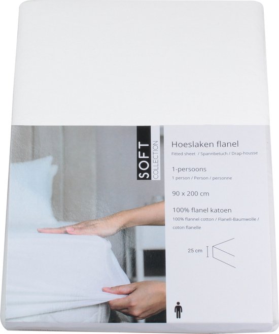 DoubleDry Spannbetttuch aus Flanell, 100 % weiche Baumwolle – Doppelbett 180 x 200 cm – Rundum-Gummizug – Weiß