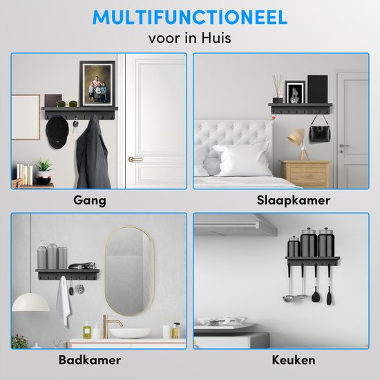 Happy Goods XL Schlüsselablage Schwarz- Schlüsselhalter- inkl. Schrauben - Edelstahl - Schlüsselschrank - Schlüsselablage mit Behälter