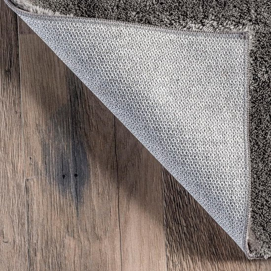 Flycarpets Solid – hochfloriges, waschbares, einfarbiges Teppich - Grau - Wohnzimmerteppich - 160 x 230 cm