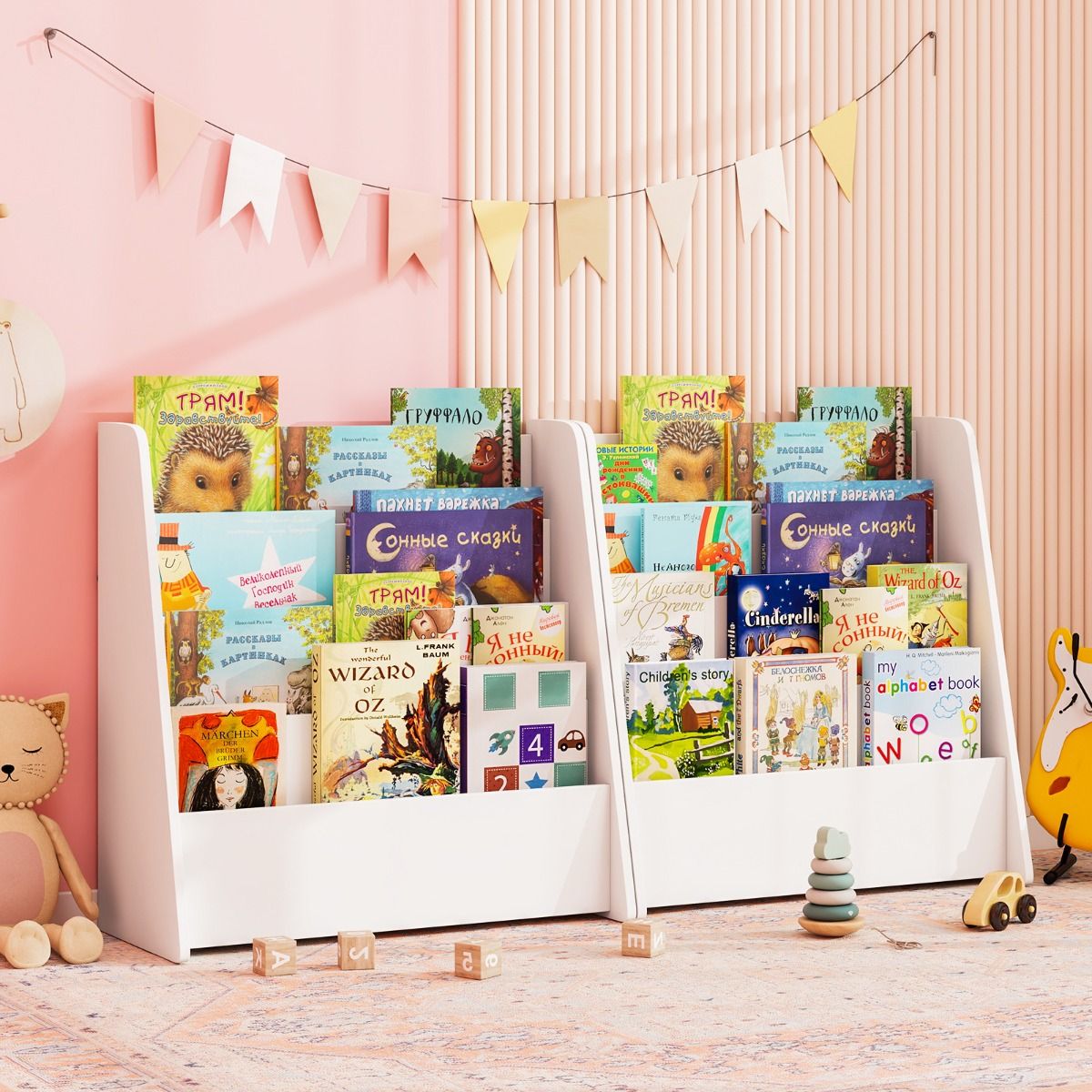 Coast Kinderbuchregal – 4 Fächer – Zeitschriftenhalter – weiß