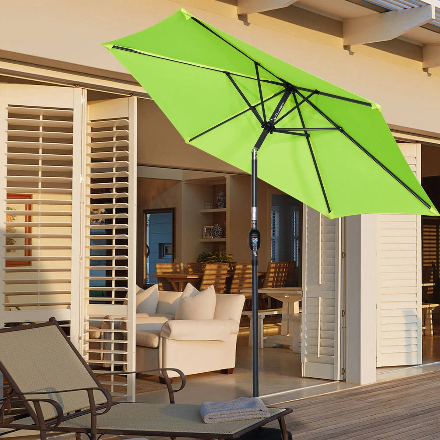 Angel Living Sonnenschirm 300 cm – rund – grün – Aluminiumgestell – Polyester-Bezug 180 g/m² – UV50+