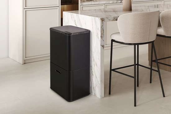 Umuzi Cleaning Mülleimer – 70 Liter – Schwarz – Mülltrennung – 41,5,5 × 31,4 × 77,8 cm