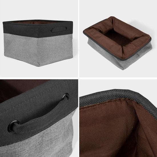 LifeGoods Aufbewahrungskorb - 3 Stück - Kleiderschrank-Organisator - 20 L - Textil - Grau