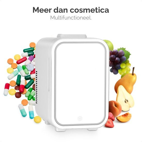 Goliving Skincare Fridge - Make-up Kühlschrank - Beauty Kühlschrank - Minikühlschrank mit Spiegel und Beleuchtung - Minikühlschrank