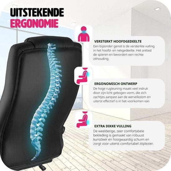 tectake - Luxuriöser Design-Bürostuhl Chefsessel - Schwarz