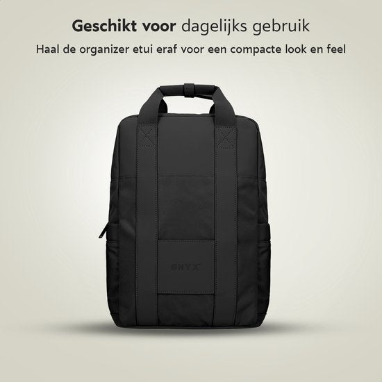 ONYX Rucksack 20L mit Laptop-Fach - Herausnehmbare Organizer-Tasche - Damen und Herren - Laptop-Tasche - Schultasche - Rucksack - Schwarz