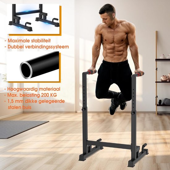 DH FitLife Dip Bars | Dip Stand Station | Power Station Fitnessgeräte für Zuhause | Parallettes Calisthenics Trainingsgeräte | Individuell einstellbare Höhe für Krafttraining