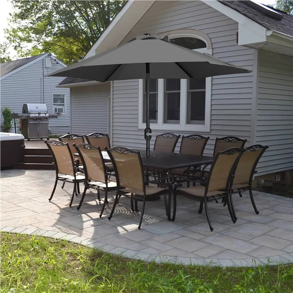 Yaheetech Sonnenschirm Ø 226 cm – Grau – 226 x 226 x 240 cm – Mit Schwenk- und Neigungsfunktion