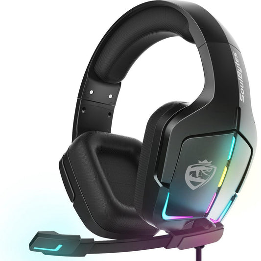 SoulBytes S12 RGB Over-Ear-Kopfhörer - Gaming-Headset mit Stereo-Mikrofon - Multi-Plattform - Schwarz