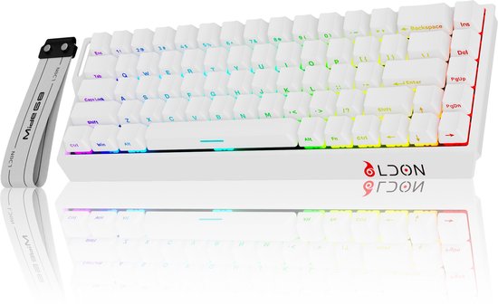 Mide68 – 65 % kabelgebundene Gaming-Tastatur – RGB-beleuchtete Tastatur – Mechanische Tastatur mit Hall-Effekt-Rapid-Trigger-Schaltern – Hot-Swap – 8 kHz – 0,01 mm Reaktionszeit – 0,125 ms – Seitlich bedruckte Tasten – 68 Tasten – Bestes Preis-Leistungs-V