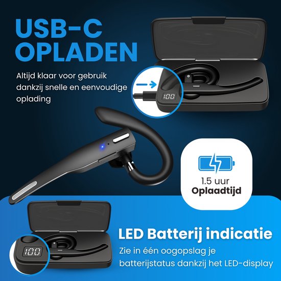 Otiume Wireless Headset mit Mikrofon - Geräuschunterdrückung - Freisprecheinrichtung - Funktioniert als Bluetooth Headset für jedes Gerät