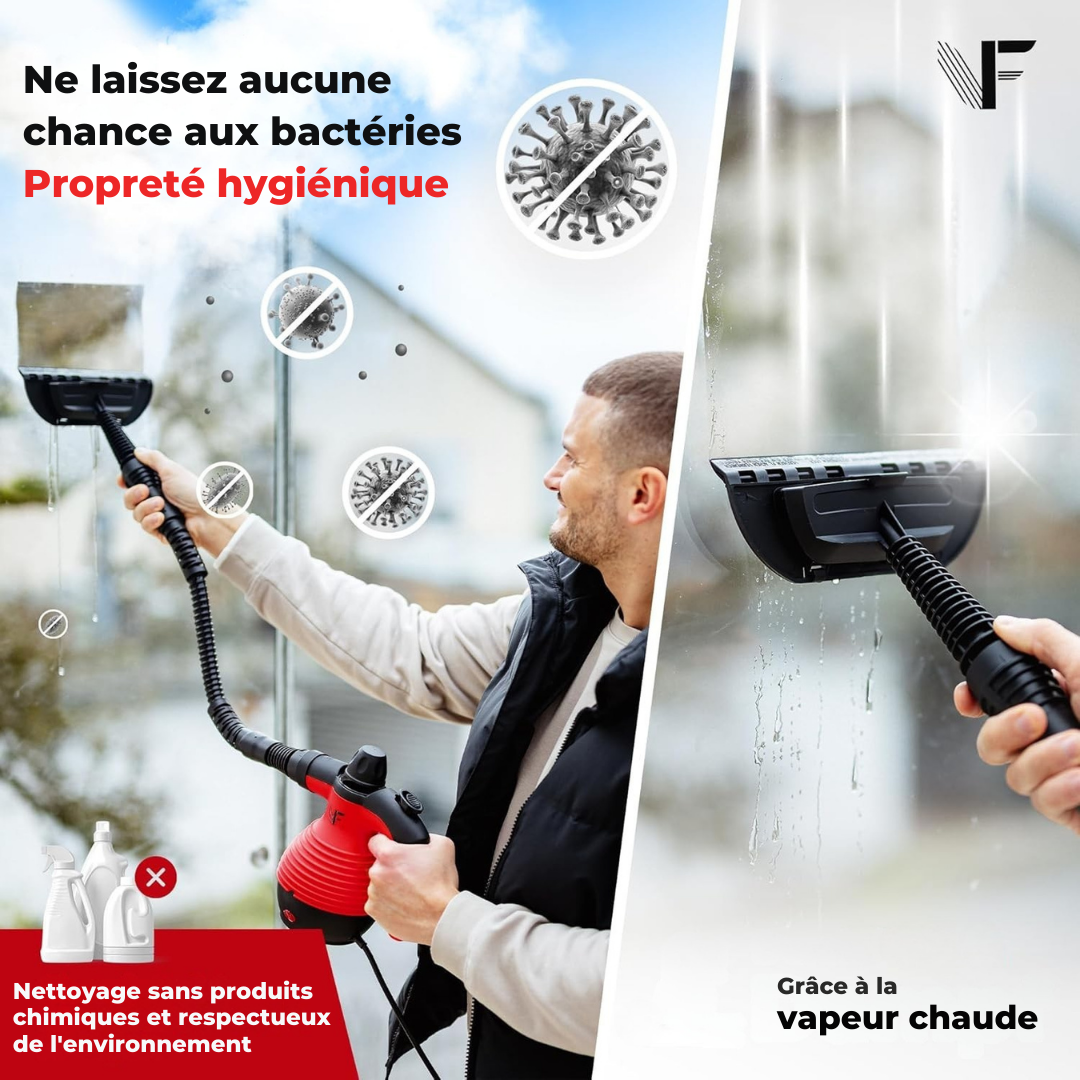 Neighbour's Friend Manueller Dampfreiniger - Mit Dampfregulierung - Inklusive Zubehör - 350ml Tank - Rot