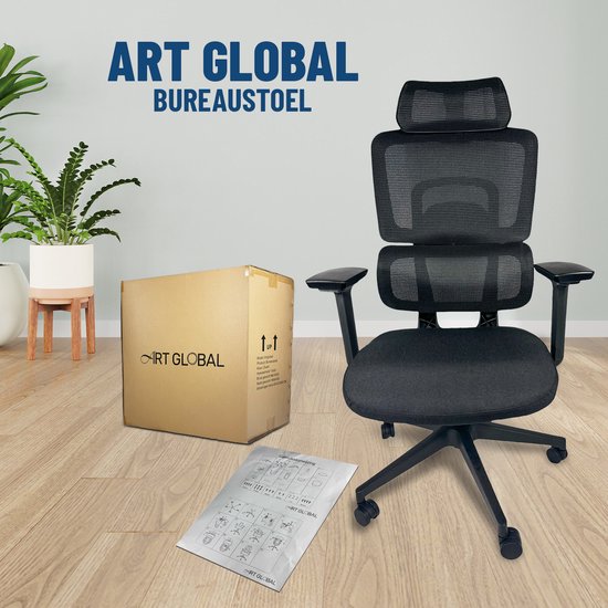 ArtGlobal® Ergonomischer Bürostuhl – verstellbar – Lendenwirbelstütze – um 125° neigbar