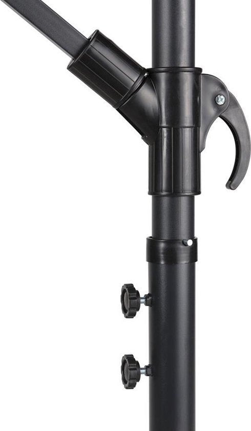 909 OUTDOOR Hängesonnenschirm in dunkelgrün 2,5 m hoch, Gartenschirm mit Stahlgestell und Abdeckung, Sonnenschirm mit Kurbel und Kippfunktion, Durchmesser 300 cm