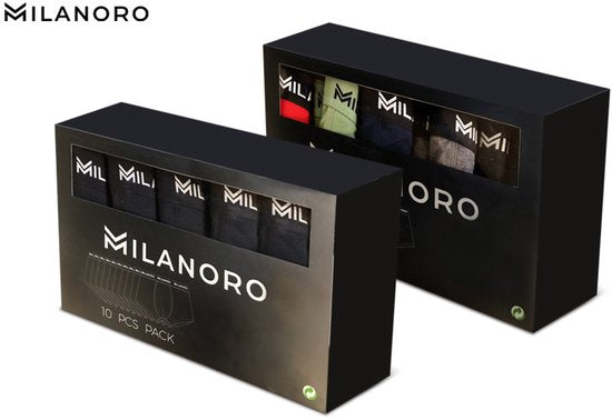 Milanoro - 10er-Set modische Boxershorts aus Baumwolle - Dunkler Mix - XXL