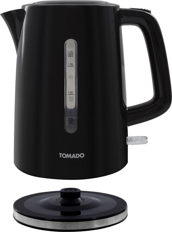 Tomado TWK1701B - Kunststoff-Wasserkocher - Schwarz - 1,7 Liter Fassungsvermögen - 2200 Watt - Wasserstandsanzeige