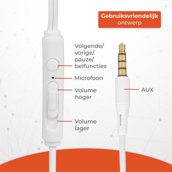 Nuvance - Ohrhörer mit Kabel - 3,5-mm-Klinkenanschluss - Ohrhörer mit Kabel - In-Ear-Kopfhörer mit Kabel und Mikrofon - Weiß