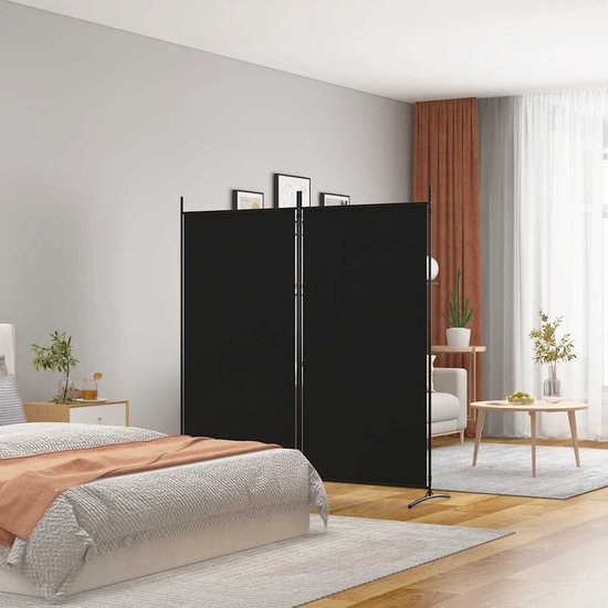 vidaXL – Raumteiler – mit – 2 – Paneelen – 175 x 180 – cm – Stoff – schwarz