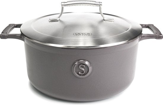 Saveur Selects - Voyage Ovale Kasserolle - Ø25 cm - Gusseisen - PFAS-frei - Induktion - Grau
