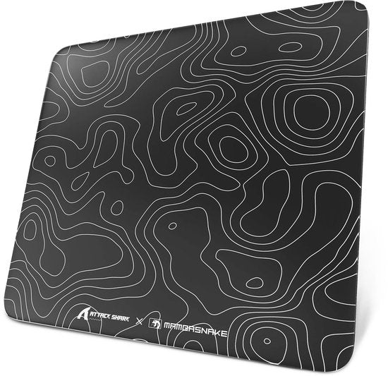 ATTACK SHARK CM05 Gaming-Mauspad aus gehärtetem Glas – Glas-Mauspad – extrem glatte Oberfläche – 9H-Gehärtetes Glas – 45 × 40 cm – eSport-Gaming-Mauspad – schwarze Konturlinie