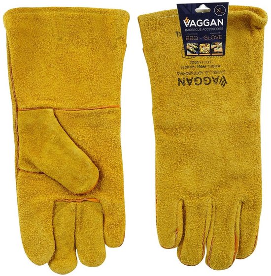 Vaggan Grillhandschuhe – Leder – kamelbraun – hitzebeständig bis 250 Grad