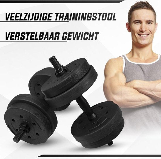 Fitby Hanteln 10 kg - Hantelset - Verstellbare Hanteln - Fitness - Kurzhantelset - Hantelset