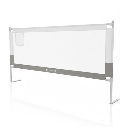 Juskys Bettgitter für Babies - Grau - Höhenverstellbar - 200 x 71-101 cm