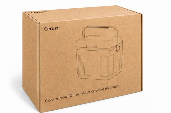 Ceruzo Kühlbox 10 l – Kompakt – Kühlelement im Deckel – Camping-Kühlbox – Weiß-Grün