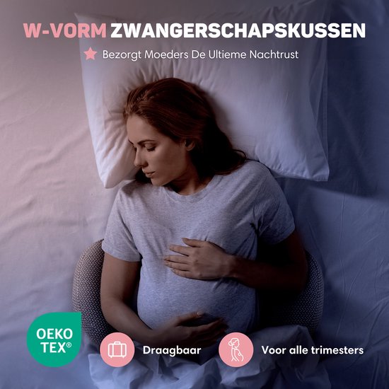 Vulpes Goods® BabyCare - Schwangerschaftskissen - Seitenschläferkissen - 3-in-1 - verstellbar - Körperkissen / Körperkissen / Stillkissen - einzigartiges W-förmiges Design