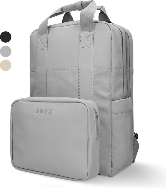 ONYX Rucksack 20L mit Laptop-Fach - Abnehmbare Organizer-Tasche - Damen und Herren - Laptop-Tasche - Schultasche - Rucksack - Grau