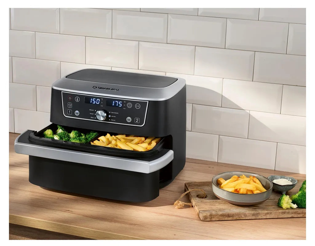 SilverCrest Ultrazone Airfryer SHFDA 2600 A1 – Dual Zone – 2 × 5,5 l – 2600 W – Sync-Finish