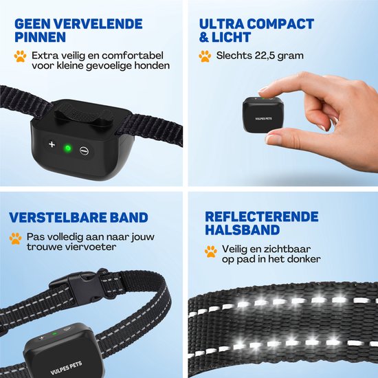 Vulpes Goods® - Anti-Bell-Halsband Mini Vulpes Goods® Anti-Bell-Halsband Mini - Erziehungshalsband ohne Schock - Anti-Bellgerät für kleine Hunde - wasserdicht - wiederaufladbar - Vibration und Audio