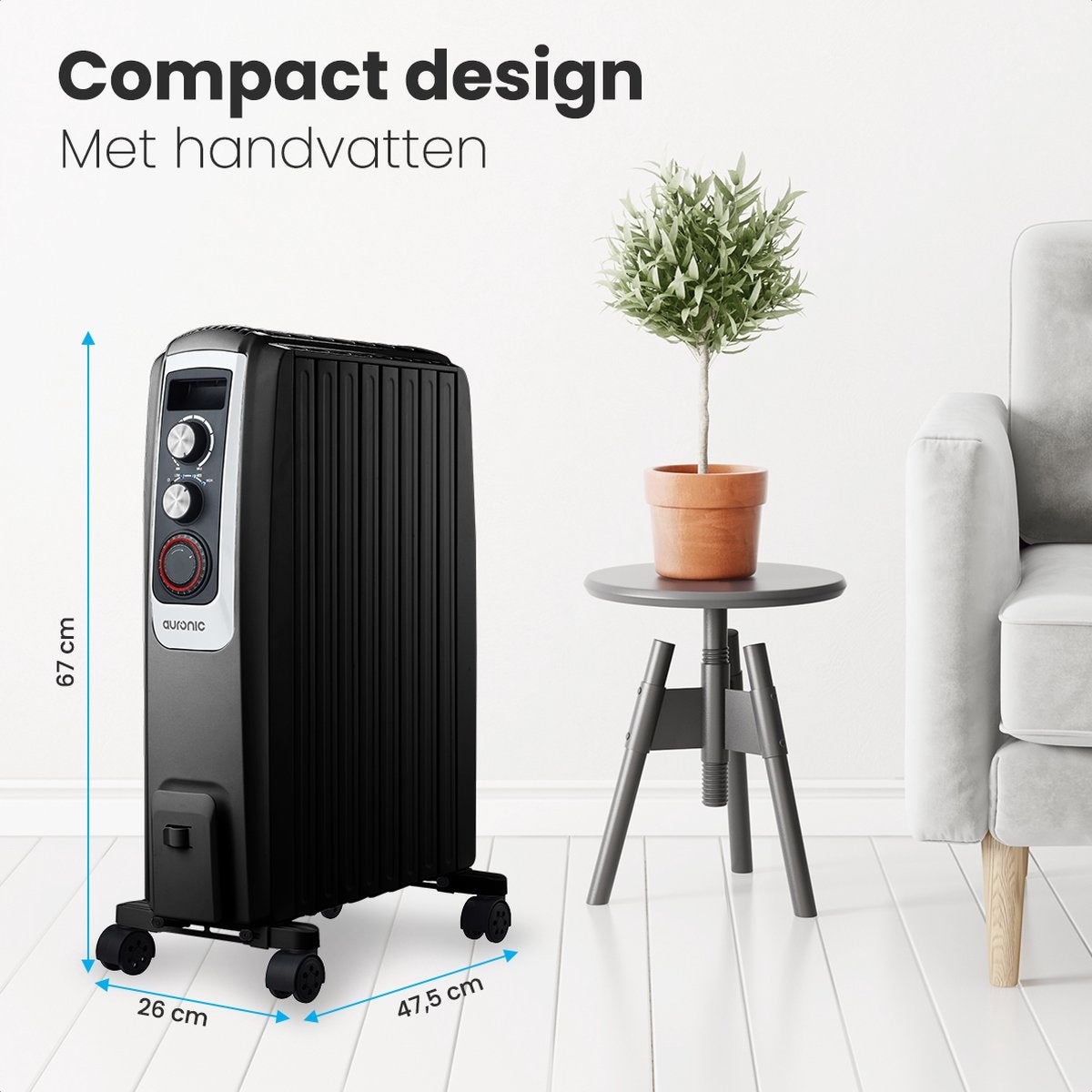 Auronic Ã–lradiator - Elektrische Heizung - Thermostat - Timer - 3 Stufen - bis zu 2000W - Schwarz