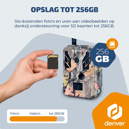 Denver Wildkamera mit Nachtsicht und 4G-Verbindung – Live-Streaming – 4K-Ultra-HD-Video – 48 MP – Solarbetrieb – TrailCam Go-App – WSL8050