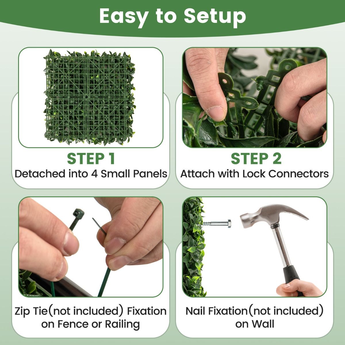 Coast Artificial Grass Wall Panels 12 Stück 50 x 50 cm Grün - Imitation Gardenia Topiary für Privatsphäre und Dekoration