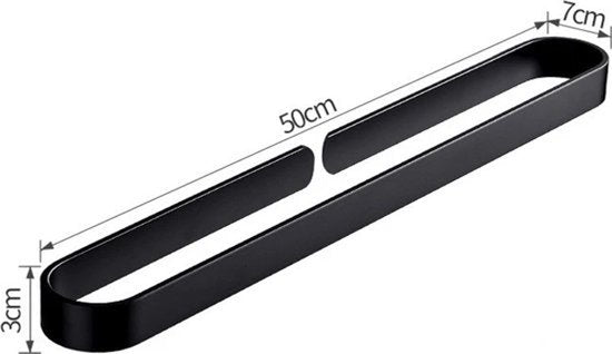 Happy Goods Handtuchhalter Bad 50 cm - Handtuchhalter Schwarz - Kein Bohren / Selbstklebend - Handtuchhalter Küche - Badezimmerregal - Handtuchhalter - Handtuchstange