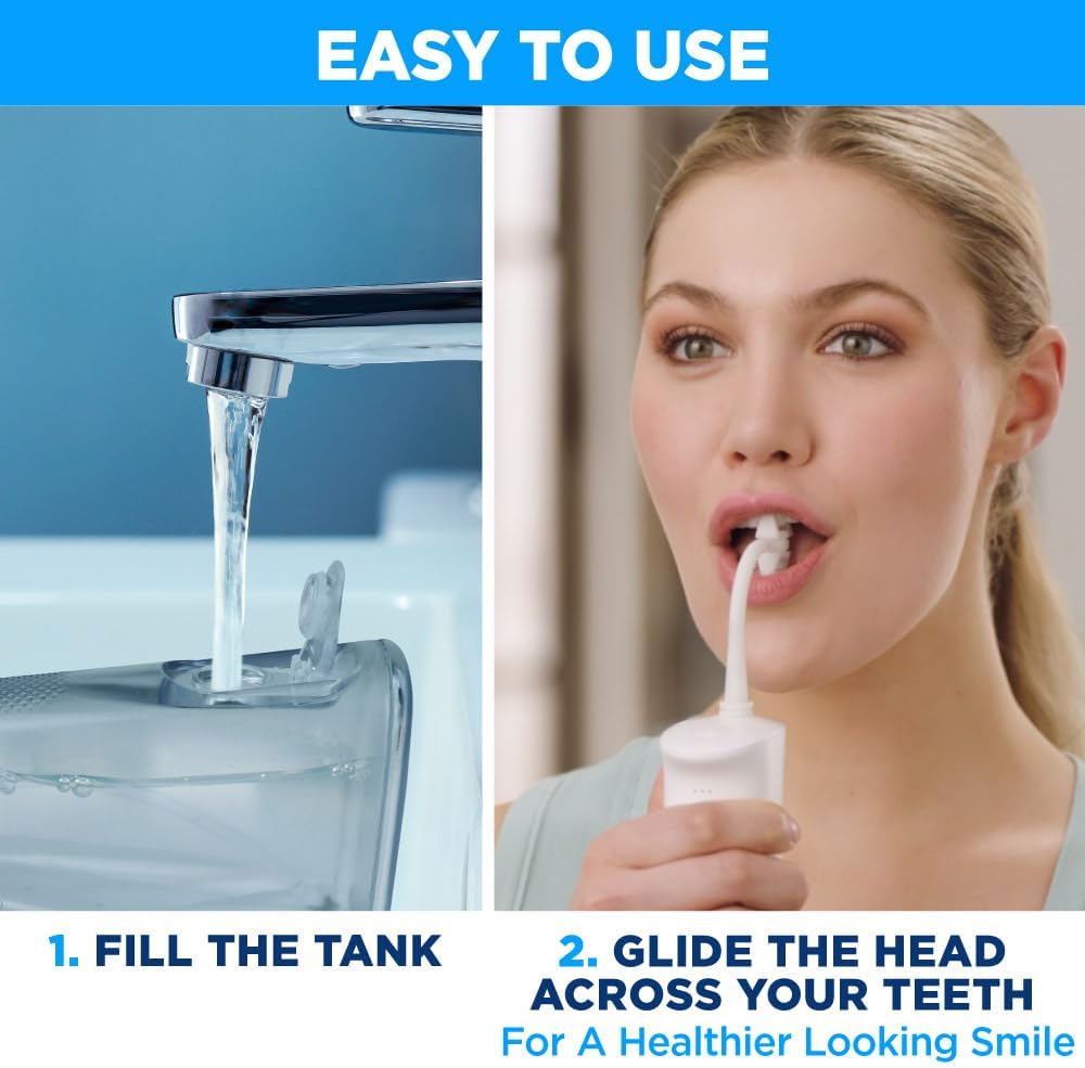 Ontel Miracle Smile Wasserzahnbürste – kabellose Munddusche mit H-förmigem Düsenkopf – 4 Wasserstrahlen – 3 Druckstufen – über USB aufladbar