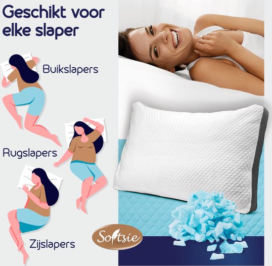 Softsie Memory Foam Pillow 70x50 - Ergonomisches Kopfkissen - Verstellbares Schlafkissen - Kopfkissen - Kissen Nackenschmerzen