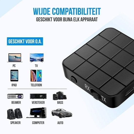 Strex - Bluetooth-Sender & -Empfänger - 10m Reichweite - AUX/RCA - Schwarz