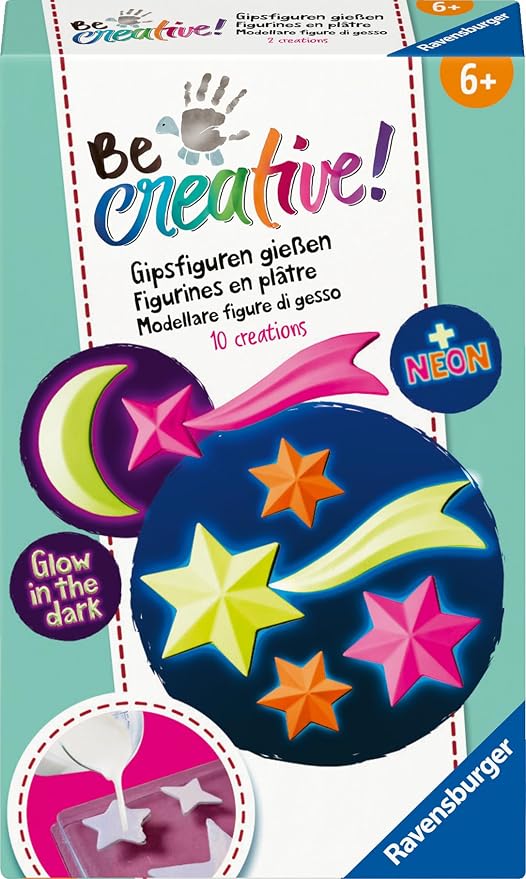 Ravensburger BeCreative Mini Leuchtende Sterne – Weiß – 10-teilig – Ab 6 Jahren – 18,3 x 11,5 x 3,7 cm