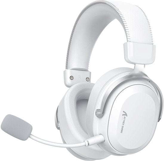 ATTACK SHARK L30PRO Kabelloses Gaming-Headset – 7.1-Surround-Sound – 50-mm-Treiber – 20 ms geringe Latenz – abnehmbares Mikrofon mit Geräuschunterdrückung – Rahmen aus Aluminiumlegierung – Tri-Mode-Konnektivität – Over-Ear-Headset – Weiß