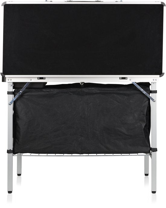Tristar Campingküche – Zusammenklappbar – 100 x 50 cm – Mit Spülbecken – Aluminiumrahmen – Campingschrank und Außenküche – Inklusive Tragetasche – Verstellbare Beine – KI-0825